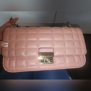 Micheal Kors Pink Quilted Leather Shoulder Bag